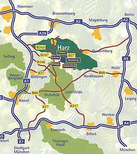 Übersichtkarte zum Nationalpark Harz